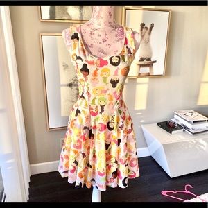 Cartoon print mermaid colorful cotton dress S (Xs)